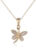 10k Yellow Gold Dragonfly with Diamond-Accent Pendant (0.004 cttw, I-J Color, I2-I3 Clarity)