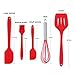 iLOME Silicone Spatula Utensil Set Heat-Resistant Non-Stick Cooking Baking Utensils with Hygienic Solid Coating Spatula Set 5 Pieces(Red)