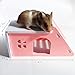 Wooden Hamster House,Hideout Hut Exercise Natural Funny Nest Toy(Pack of 2) (Pink)