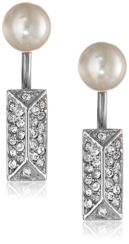 UPC 656514519097, Rebecca Minkoff Silver Pave Pearl Two Part Post Earrings