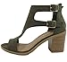 Soda Women's Open Toe Double Buckle Cutout Stacked Heel Sandal