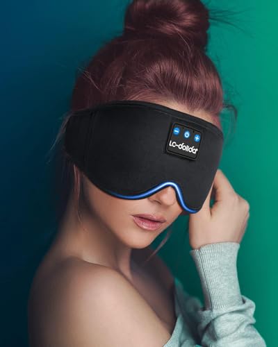 Máscara de sueño LC-dolida con auriculares Bluetooth, antifaz para dormir sin presión ocular, auriculares nocturnos para dormidores de lado, regalo ideal y esencial de viaje