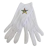 F1060 Order of Eastern Star OES White Gloves with OES Emblem