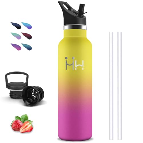 Thermos Flask, 1 Litre, Stainless Steel Drinking Bottle with Straw, BPA-Free, Insulated Flask, Double-Walled, Leak-Proof, Can Be Carried, Water Bottle for Hiking, Camping, Yoga
