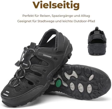 Trekkingsandalen Damen Leicht Atmungsaktiv, Schwarz 37