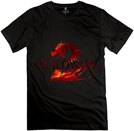 QMY Men's Graphic Guild Wars 2 Logo T-shirts Size L Black