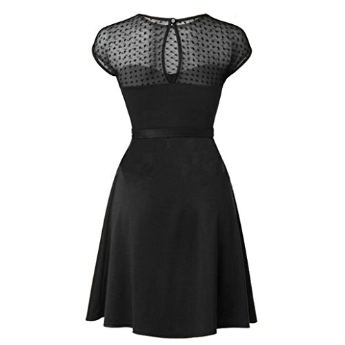 Taore Women's Classy Audrey Hepburn 1950s Vintage Rockabilly Swing Dress (XL, Black)