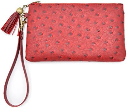 Womens PU Leather Zipper Tassel Fashion Clutch Handbag, Witfox Wristlet Wallet Clutch Bag, Leather Crossbody Purses Clutch Phone Wallets with Card Slots (Red)