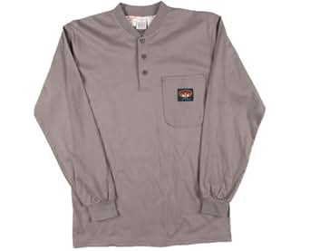 Rasco FR Mens Rasco Long Sleeve Flame Resistant FR Henley T Shirt M Grey at Amazon Menâs 