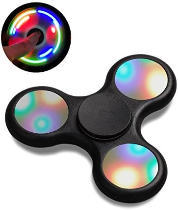 Fidget Spinner Toy,DayToys Stress Reducer Ceramic Bearing With Replaceable Battery Flickering Light- Perfect For ADD, ADHD, Anxiety, and Autism Adult Children (Black-01)