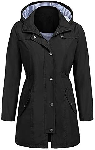VESNIBA Women's Solid Rain Jacket Outdoor Hoodie Waterproof Hooded Raincoat Windproof