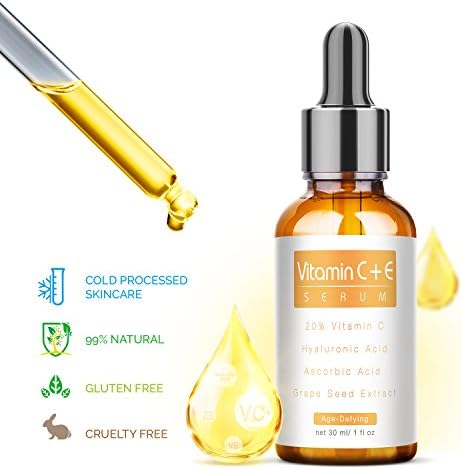 Vitamin C Serum for Face with Hyaluronic Acid and Vitamin E - Anti Aging Anti Wrinkle for Face Eyes with Natural Ingredients