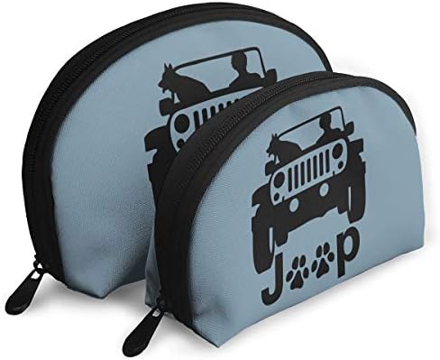 My Dog And Jeep Makeup Bags 2 Pcs Travel Cosmetic Toiletry Bag Zipper