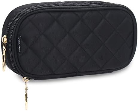 ANKUER Travel Makeup Bag Small Cosmetic Bag Organizer Cosmetic Case Pouch Gift for Women (Black) 1 ANKUER Travel Makeup Bag Small Cosmetic Bag Organizer Cosmetic Case Pouch Gift for Women (Black)