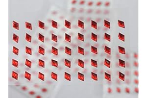 ALLSTARCO Diamond Self Adhesive Acrylic Rhinestones Plastic Face Gems Stick On Body Jewels for DIY Cards and Invitations Crafts Bling Sticker - 5 Sheets - 250PCS (6x4mm Red Ruby)