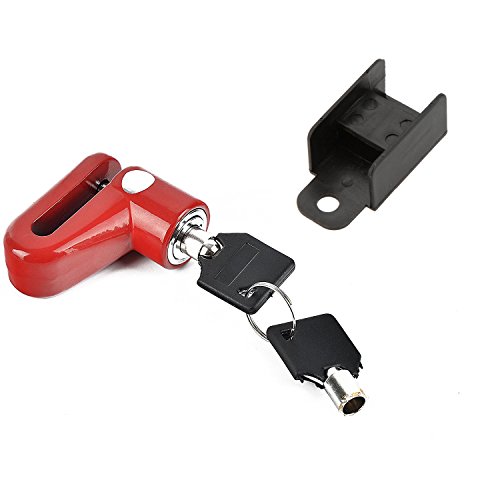 Safety Disc Lock Motorcycle Bike Anti-theft Wheel Disc Brake Lock Padlock Waterproof Loud for Motorcycle Bike Scooters Mountain Road MTB Cycling Rotor Disc Brake Wheel Lock with Two Keys (Red)