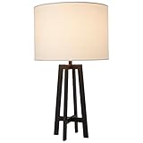 Stone & Beam Deco Metal Frame Living Room Desk Lamp With Light Bulb and White Shade - 20.75 x 12 x 12 Inches, Black
