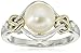 Amazon Collection Sterling Silver and 14k Yellow Gold 8mm Freshwater Cultured Pearl Love Knot and Diamond Accent Ring, Size 8