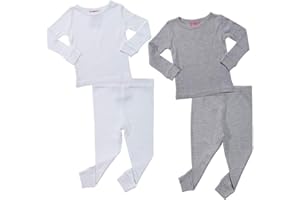 Sweet & Sassy Toddler Baby Girls Thermal Underwear Set - 4 Piece Warm Thermal Top and Bottoms Thermals for Kids (12M-4T)