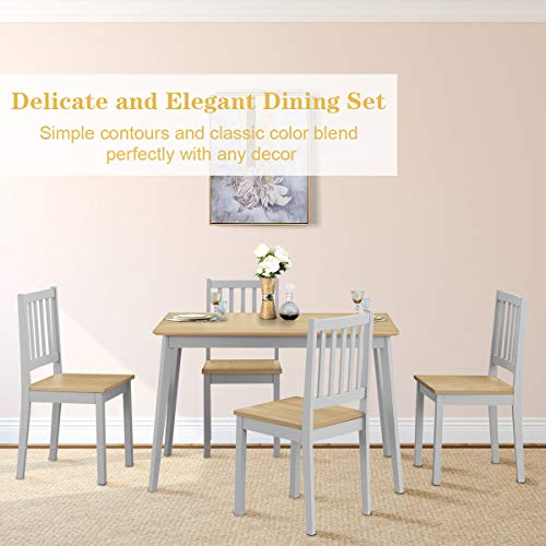 Giantex 5 Piece Dining Table Set with 4 Chairs, Wood Kitchen Table Set