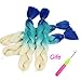 GX Beauty 4Pcs/Lot Ombre Jumbo Braiding HaiBraid Hair Extensions 24 Inch Synthetic Crochet Braids Hair for Women(White/Lake Blue/Royal Blue)
