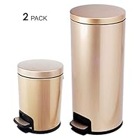 AMENITIES DEPOT Luxurious Stainless Steel Trash Can Garbage Bin Waste Receptacle (5L+30L)