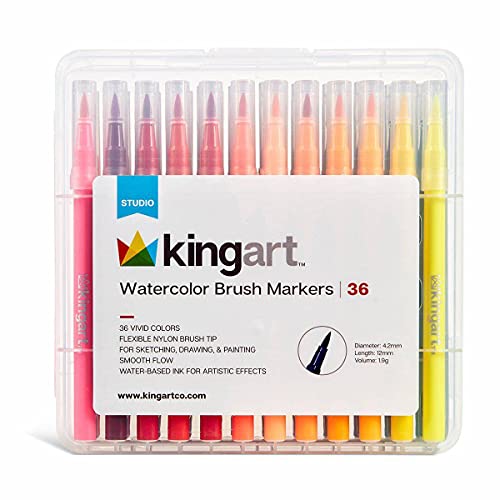 KINGART Watercolor Brush Markers, 36 Piece, Multicolor, 41036 Pricepulse