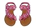 Elegant Women's Fashion Pink Hawaiian Flowers Gladiator Flat Sandals