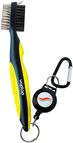 Voplop Golf Brush and Club Groove Cleaner - Easily Attaches to Golf Bag - Deep Clean Iron Grooves - Cleaning Club Face - Bag Clip & Retractable Extension Cord
