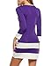 ANGVNS Women Winter Color Block Patchwork 3/4 Sleeve O Neck Pullover Dress, Purple, Large