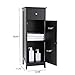 Iwell Bathroom Floor Cabinet, Storage Cabinet with Large Drawer, Wooden Free-Standing Cabinet with Door for Bathroom, Living Room, Black