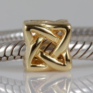 Openwork Spacer Charm 100% Authentic 925 Sterling Silver Beads fit for DIY Charm Bracelet &amp; Necklace (Gold-plated)