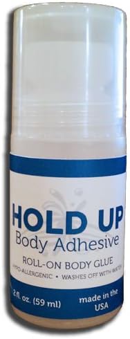 Hold Up Body Roll-On Adhesive Applicator 2 oz. Bottle Hypo-Allergenic and Safe For All Skin Anywhere on Your Body, Use For Wigs, Stockings, Prosthetics (3 Pack)