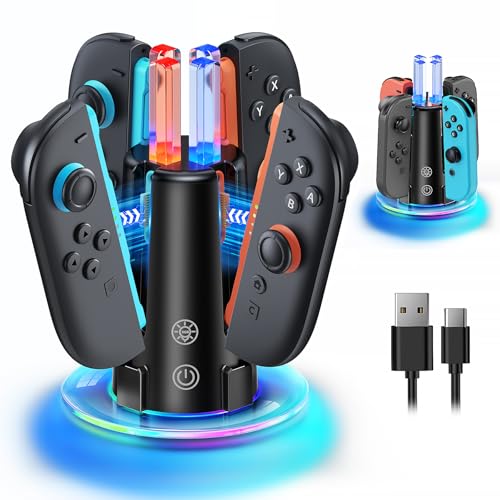 RVB Station de Charge 4-en-1 pour Switch 2/1/OLED pour Joycon 2/1