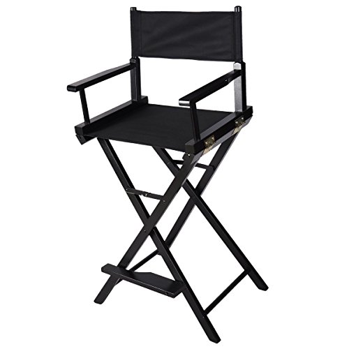 Edxtech Professional Makeup Artist Directors Chair Wood Light Weight Foldable Black