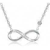 Trendy Infinity Pendant Necklace with Chain and Sparkling CZ in 925 Sterling Silver Handmade Women Fine Jewelry - PremiumPearl