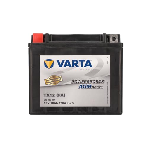VARTA Motorradbatterie 10 Ah / 170 A Powersports Active AGM - Lange Lebensdauer, vorgeladen, wartungsfrei, geeignet für Motorräder, Motorroller, Quads