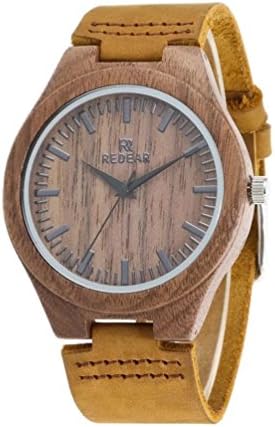 Personalized Wooden Wrist Watch with Leather Strap Retro Fashion Creative Anniversary Gifts for Men (Walnut Wood)