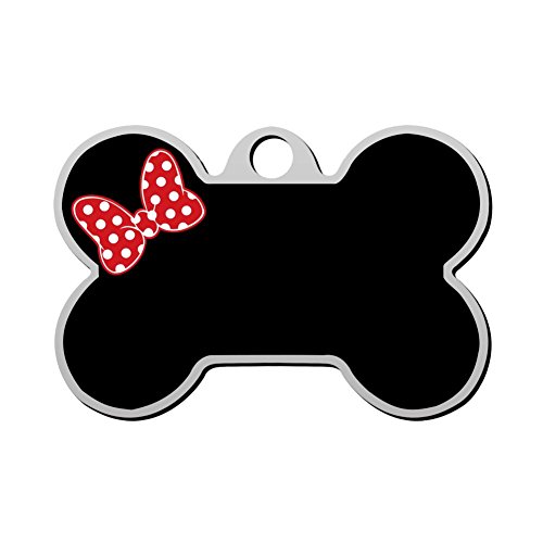 Personalized Collar Tag Pet ID Tags for Cat and Dog - Bone Shape Cute Minnie Bow