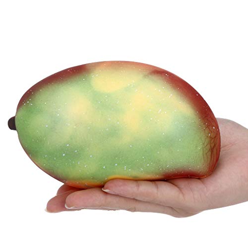 Mikilon Jumbo Squishy Slow Rising Toy Stress Reliever Mango Hand Wrist Toy - Color Change by Temperature - Fruit Party Favor (Green) - Thumbnail 5