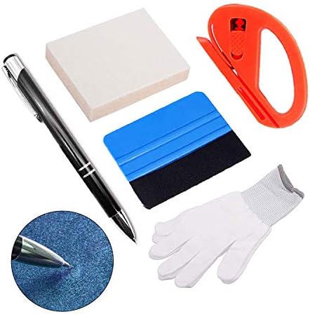 Amazon Vitzee カーラッピングフィルム貼りエア抜きペン工具セット 車シート施工用 壁紙 ステッカー貼り道具 ボールペン設計クラフトカス取りペン 羊毛スキージ 安全ビニルカッター 手袋 フェルトスキージー 気泡なし 傷なしに貼り付け カーアクセサリ 車 バイク