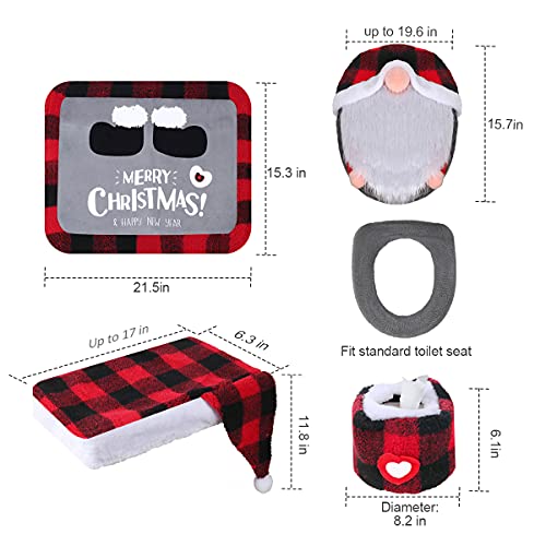 DFantiX Gnome Toilet Seat Cover and Rug Set of 5, Funny Swedish Tomte