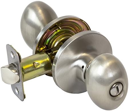 Pearson Collection Egg Styled Bed Bath Privacy Door Knob Lock, Satin Nickel