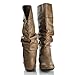 Round Toe Adjustable Buckle Mid Calf Slouchy Pull On Boots