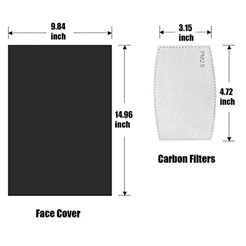 Maxjoy Face Cover Bandana Neck Gaiter with 10 PCS Safety Carbon Filters - Black