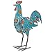 Decorative Metal Rooster, Blue, 14.5”, for Home, Kitchen, Dining Room Decor - Rooster Statue Figurines - Farmhouse Chic, Colorful, Rustic - Vintage Roosters for Countertops - Garden Ornament