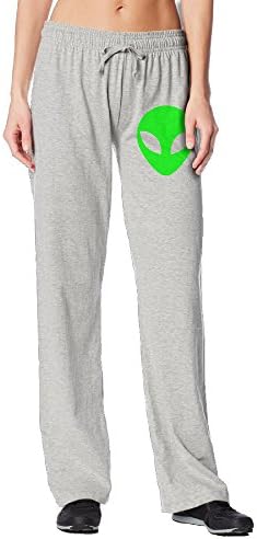 MUSSEuN Green Alien Head UFO Cartoon ET Men's Active Long Training Pants Ash X-Large