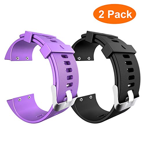 eGenPlus Accessory Bands for Garmin Forerunner 35 Watch, Classic Silicone Accessory Bands for Garmin Forerunner 35 Watch,Black Purple Red Teal Navy (Black&Purple)