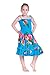 Girl Elastic Ruffle Hawaiian Luau Dress in Turquoise 10