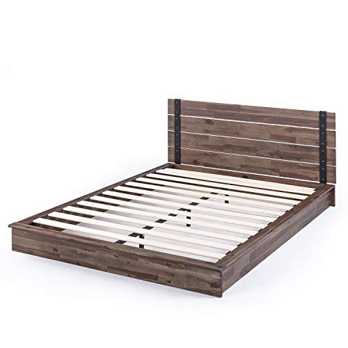 ZINUS Brock Metal and Wood Platform Bed Frame, Solid Acacia Wood